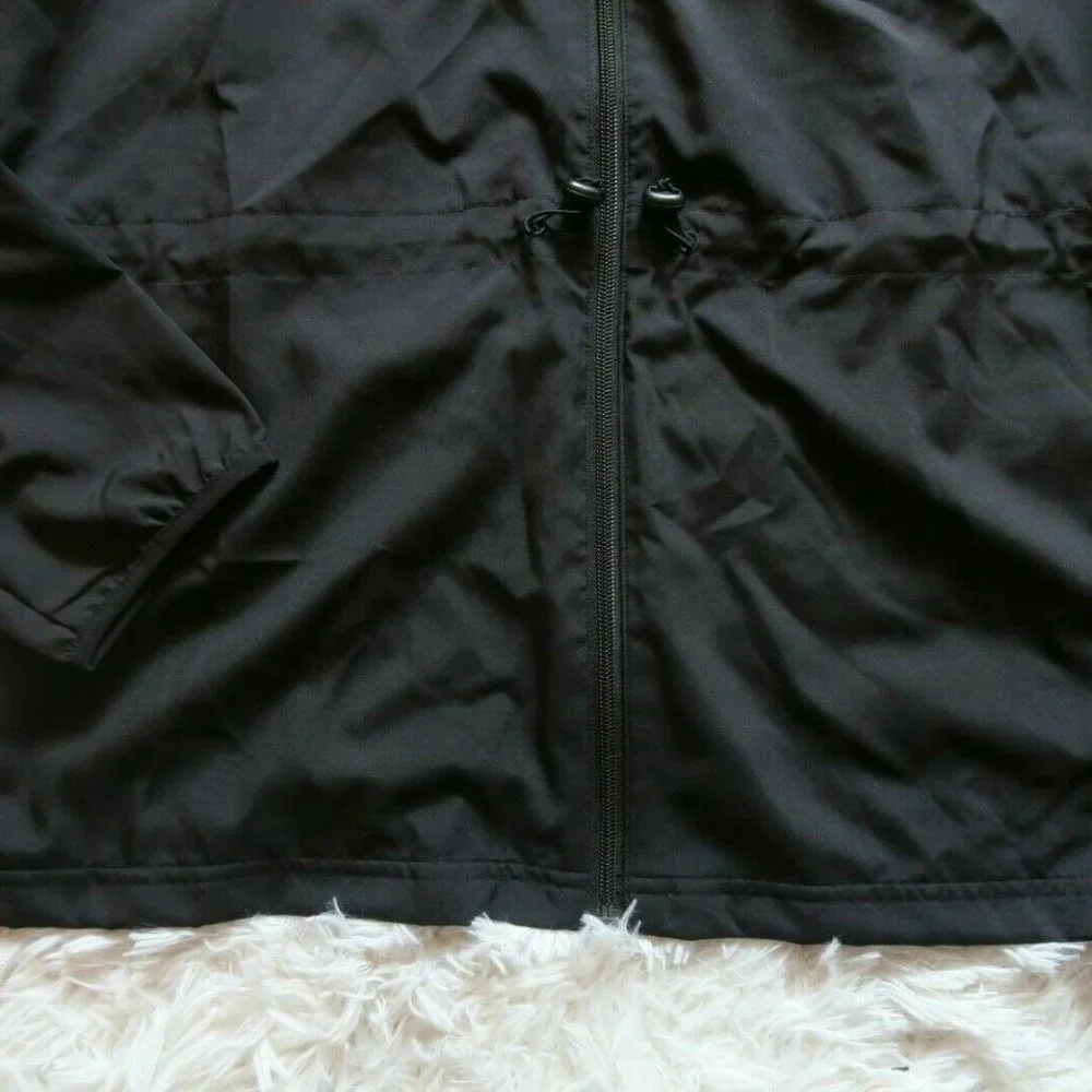 ADIDAS Women Full Zip Hoodie Windbreaker Lightweight Jacket 3 Stripe -Black - Picture 3 of 7